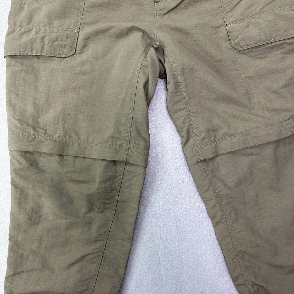 North Face Men's Medium Covertible Pants Green Nylon Zip Off Hike *flaw*